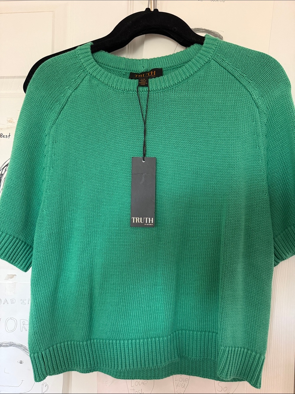 TRUTH Women's Green Crewneck Short-Sleeve Sweater size large